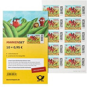 Porto ab 2025: Deutsche Post 0,95 € Briefmarken "Der kleine Drache Kokosnuss" selbstklebend, 10 St.
