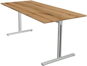 Kerkmann Form 1 Schreibtisch eiche rechteckig, T-Fuß-Gestell silber 180,0 x 80,0 cm