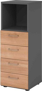 HAMMERBACHER Regalschrank 934S4, V934S4/G/N/BS grafit, nussbaum 40,0 x 42,0 x 110,0 cm