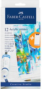 FABER-CASTELL Acrylfarben farbsortiert 12 x 20,0 ml, 12 St.