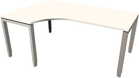 fm Sidney höhenverstellbarer Schreibtisch weiß C-Form, Bügel-Gestell silber 180,0 x 80,0/120,0 cm