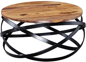WOHNLING Couchtisch rund Massivholz sheesham 60,0 x 60,0 x 30,0 cm, 1 St.
