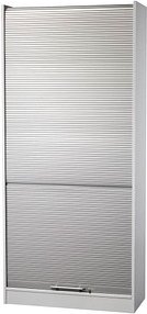 HAMMERBACHER Prokura Rollladenschrank lichtgrau, silber 4 Fachböden 90,0 x 40,0 x 200,4 cm