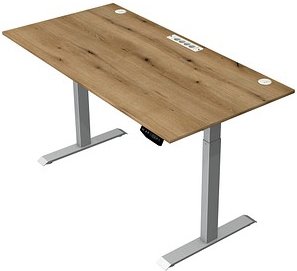 Kerkmann Move 1 plus elektrisch höhenverstellbarer Schreibtisch eiche rechteckig, T-Fuß-Gestell grau 160,0 x 80,0 cm