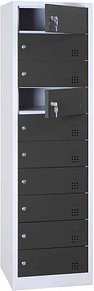 LÜLLMANN Schließfachschrank mit Ladefunktion anthrazit, lichtgrau 526448, 10 Schließfächer 50,0 x 50,0 x 180,0 cm