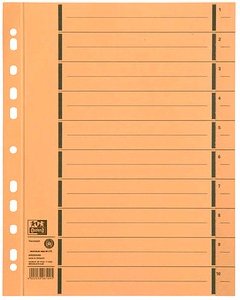 OXFORD Trennblätter DIN A4 1-10 gelb, 250 g/qm, 100 St.