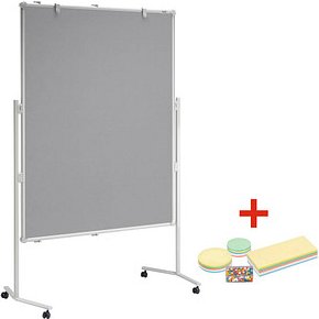 AKTION: MAUL Moderationswand MAULpro 120,0 x 150,0 cm grau + GRATIS Moderations-Starter-Set, bestehend aus je 120 Modera...