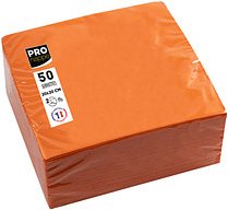 Thumbnail - PROnappe Servietten orange 2-lagig 20,0 x 20,0 cm, 50 St.