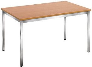 SODEMATUB Mehrzwecktisch buche rechteckig, Vierkantrohr chrom, 120,0 x 80,0 x 74,0 cm