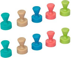 Thumbnail - MAUL Kegelmagnete farbsortiert, Metall Ø 1,2 x 1,6 cm, 10 St.