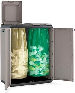 WIHEDÜ Mülltrenner Outdoor 2x 110,0 l grau/schwarz, 1 St.