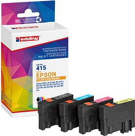 edding EDD-415 schwarz, cyan, magenta, gelb Druckerpatronen kompatibel zu EPSON T1295L, 4er-Set