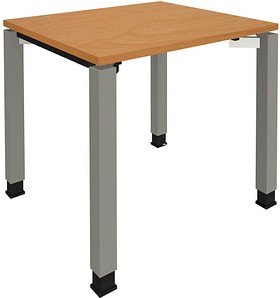 Thumbnail - fm Sidney höhenverstellbarer Schreibtisch buche rechteckig, 4-Fuß-Gestell Quadratrohr silber 80,0 x 80,0 cm