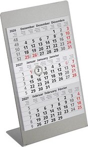 Tischkalender Edelstahl 2026/2027 silber matt, 1 St.