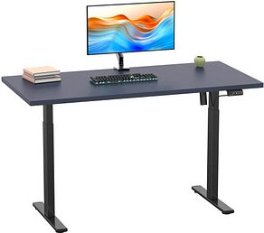 Thumbnail - VCM my office Lona elektrisch höhenverstellbarer Schreibtisch anthrazit rechteckig, T-Fuß-Gestell schwarz 140,0 x 50,0 c...