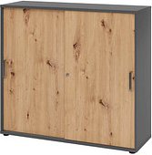 HAMMERBACHER Schiebetürenschrank 1753S, V1753S/G/R/SG grafit, asteiche 2 Fachböden 120,0 x 40,0 x 110,0 cm