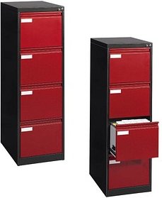 CP C 2000 Acurado Hängeregistraturschrank rubinrot, anthrazit 4 Schubladen 43,3 x 59,0 x 135,7 cm