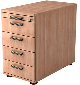 HAMMERBACHER Haziender Standcontainer nussbaum 5 Auszüge 42,8 x 80,0 x 72,0 - 76,0 cm