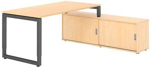 HAMMERBACHER RSE16SB höhenverstellbarer Schreibtisch ahorn rechteckig, Kufen-Gestell grau 160,0 x 80,0 cm