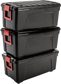 3 IRIS Ohyama Multi Aufbewahrungsboxen 3x 75,0 l schwarz, rot 39,5 x 78,0 x 56,0 cm