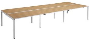 PAPERFLOW easyDesk Doppelschreibtisch buche rechteckig, 4-Fuß-Gestell weiß 360,0 x 166,0 cm