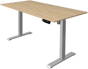 Kerkmann Move 1 elektrisch höhenverstellbarer Schreibtisch eiche hell rechteckig, T-Fuß-Gestell silber 160,0 x 80,0 cm