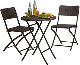 relaxdays Sitzgruppe, braun Kunststoff, Metall, 3-teilig