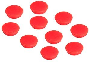 FRANKEN Haftmagnet Magnete rot, Kunststoff Ø 3,2 x 0,7 cm, 10 St.
