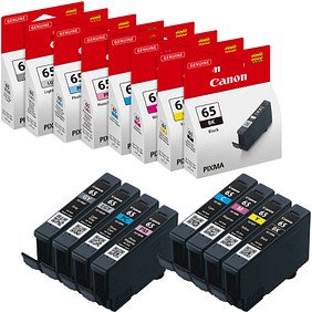 Canon CLI-65BK/C/M/Y/PC/PM/GY/LGY schwarz, cyan, magenta, gelb, Foto cyan, Foto magenta, grau, hellgrau Druckerpatronen...