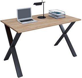 VCM my office Lona Schreibtisch sonoma-eiche rechteckig, X-Fuß-Gestell schwarz 140,0 x 50,0 cm
