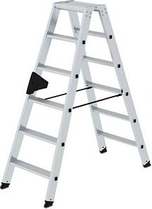 MUNK Stehleiter beidseitig 40212 silber 2x 6 Stufen, H: 138,0 cm