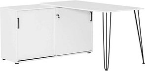 MÖBELPARTNER Ekko Schreibtisch weiß rechteckig, 2-Fuß-Gestell weiß 129,5 x 145,0 cm