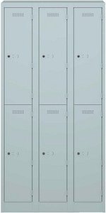 BISLEY Spind lichtgrau PL3050T2645, 6 Schließfächer 90,0 x 50,0 x 180,0 cm