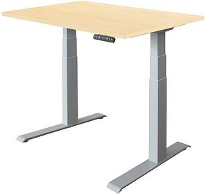 Thumbnail - HAMMERBACHER XDKB12 elektrisch höhenverstellbarer Schreibtisch ahorn rechteckig, C-Fuß-Gestell silber 120,0 x 80,0 cm