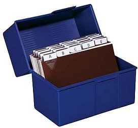 HAN A7 Karteikasten DIN A7 für 300 Karteikarten blau mit Deckel