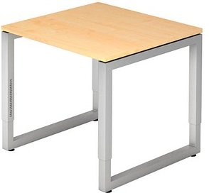 HAMMERBACHER RS08 höhenverstellbarer Schreibtisch ahorn quadratisch, O-Fuß-Gestell silber 80,0 x 80,0 cm
