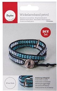 Rayher Schmuck-Basteln-Set Wickelarmband blau/petrol