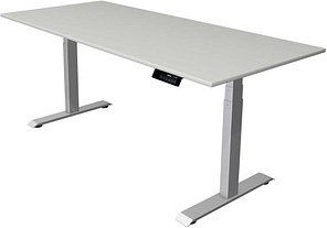 Kerkmann Move 1 stable elektrisch höhenverstellbarer Schreibtisch lichtgrau rechteckig, T-Fuß-Gestell silber 180,0 x 80,...