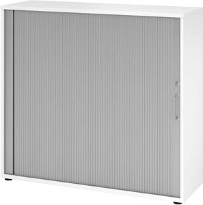 HAMMERBACHER Popular Rollladenschrank weiß, silber 2 Fachböden 120,0 x 40,0 x 110,0 cm