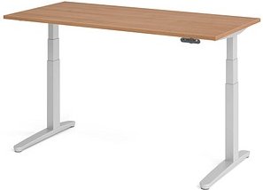 HAMMERBACHER XBHM16 elektrisch höhenverstellbarer Schreibtisch nussbaum rechteckig, C-Fuß-Gestell silber 160,0 x 80,0 cm