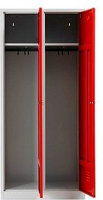 Gürkan Spind lichtgrau, feuerrot 103974, 2 Schließfächer 80,0 x 50,0 x 180,0 cm