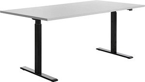 Topstar E-Table elektrisch höhenverstellbarer Schreibtisch lichtgrau rechteckig, T-Fuß-Gestell schwarz 180,0 x 80,0 cm