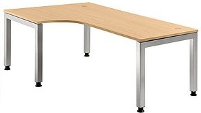 HAMMERBACHER Prokura höhenverstellbarer Schreibtisch buche L-Form, 5-Fuß-Gestell silber 200,0 x 120,0 cm