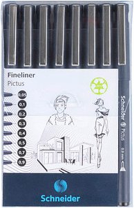 Schneider Pictus Fineliner-Set schwarz, 8 St.