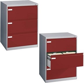 CP C 2000 Acurado Hängeregistraturschrank lichtgrau, rubinrot 3 Schubladen 78,7 x 59,0 x 104,5 cm
