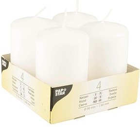 4 STARPAK Stumpenkerzen weiß
