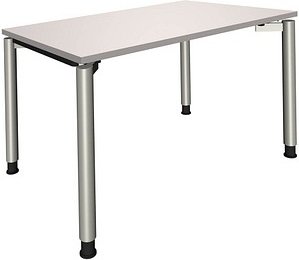 Thumbnail - fm Sidney Schreibtisch lichtgrau rechteckig, 4-Fuß-Gestell silber 120,0 x 80,0 cm