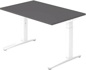 Thumbnail - HAMMERBACHER VXB12 höhenverstellbarer Schreibtisch grafit rechteckig, C-Fuß-Gestell weiß 120,0 x 80,0 cm