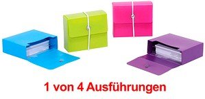 M&M Karteikasten DIN A8 grün, rot, blau, violett mit Deckel