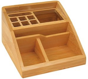 WEDO Schreibtisch-Organizer Bambus braun Bambus 4 Fächer 12,3 x 15,4 x 9,0 cm